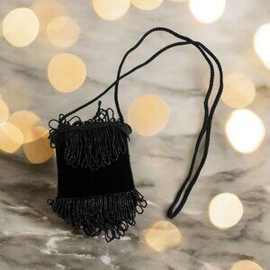 VINTAGE Black Beaded Cocktail Beaded Evening  Bag